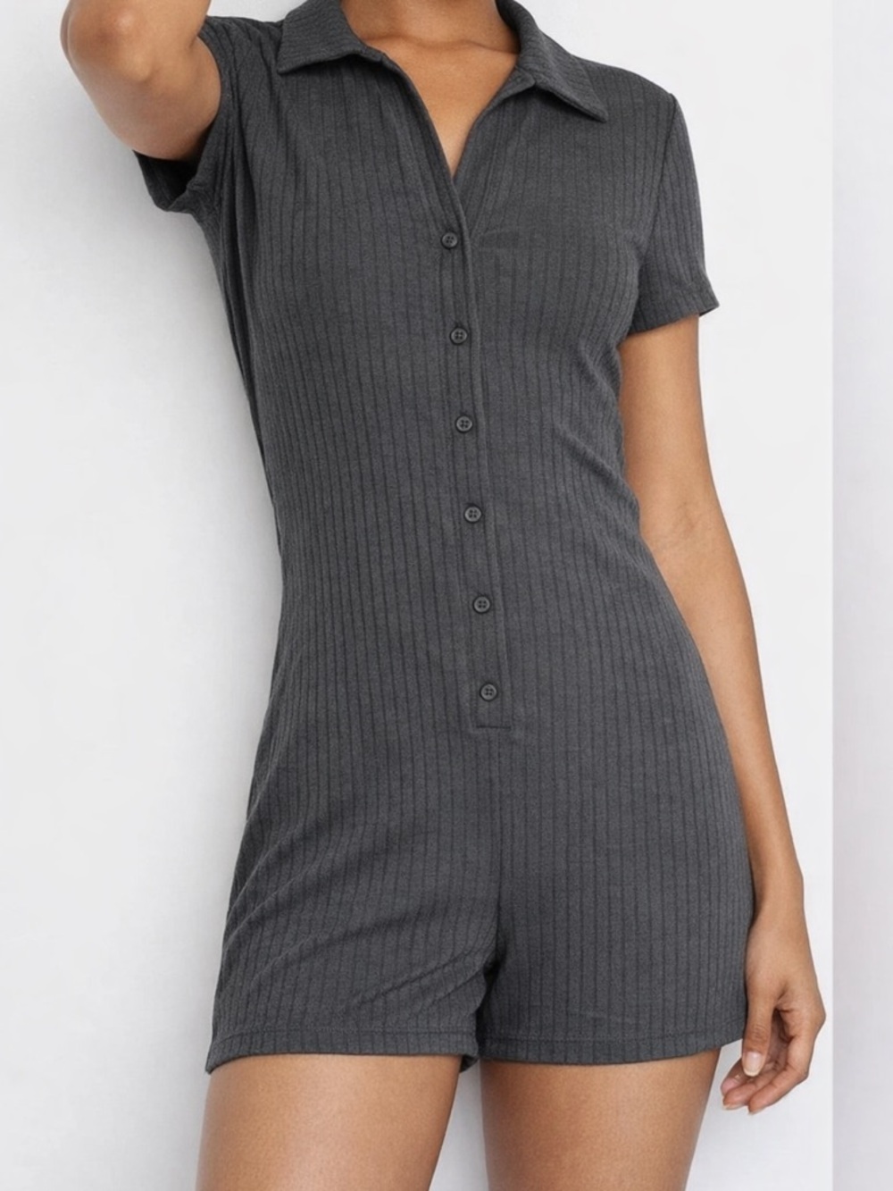 wild fable Charcoal Ribbed Knit Romper
